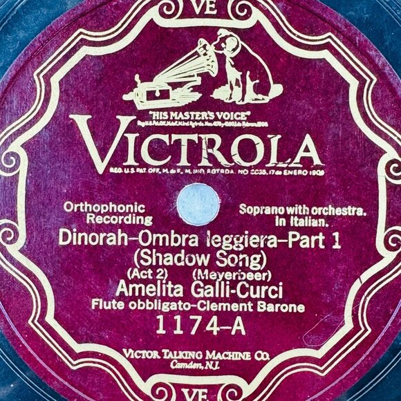 Amelita Galli-Curci - Dinorah-Ombra leggiera Parts 1 & 2 - 1174 Victrola 78rpm - Picture 2 of 4